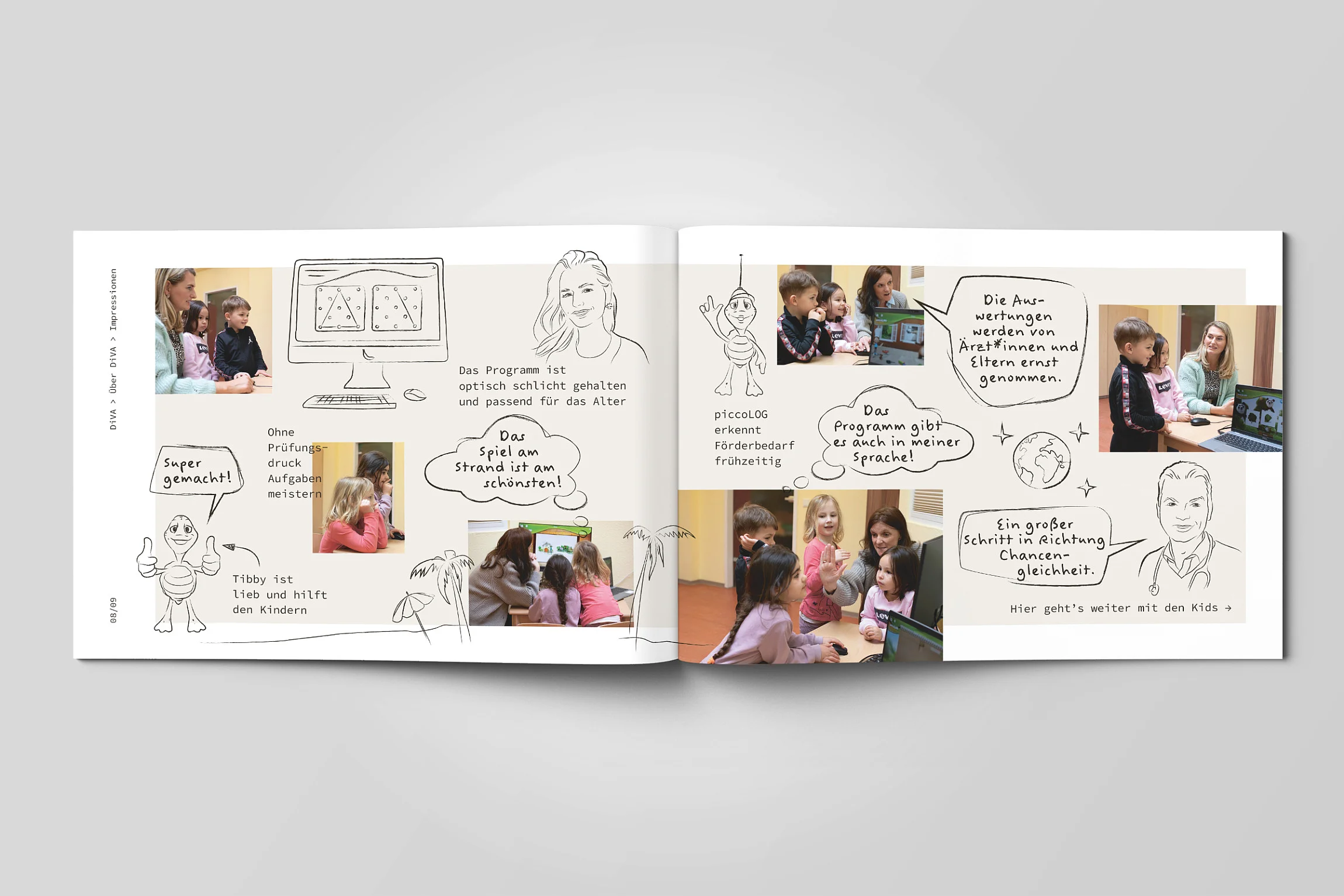 Impressionen-Doppelseite der Broschüre DiVA - DXR